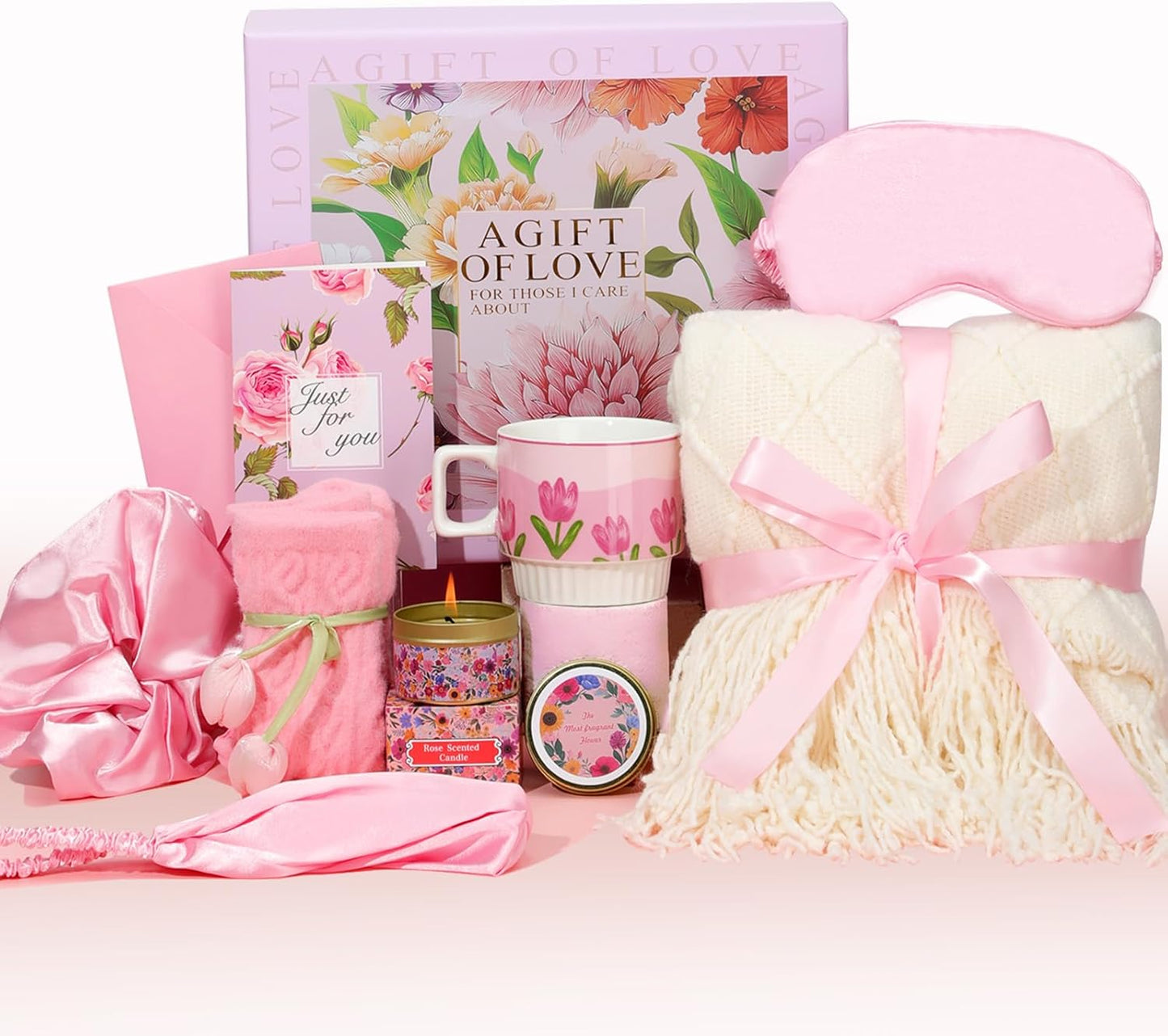 Get Well Soon Gift for Women – Self Care Package with 50”x67” Blanket, Mug, Candle, Socks – Post Surgery Recovery, Thinking of You, Birthday, Sympathy Gift Basket in Luxury Textured Gift Box