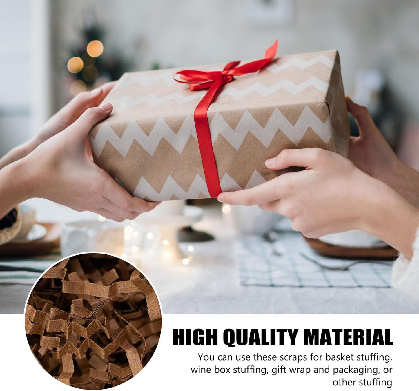 ZEBMOON 2 LB Brown Crinkle Cut Paper Shred Filler Great for Gift Wrapping, Basket Filling, Birthday, Wedding, Halloween, Thanksgiving, Christmas Day, New Year Party Decorations Filling Supplies