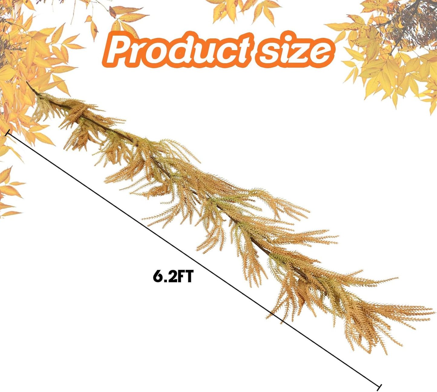 6.2ft Fall Norfolk Garland for Fireplace Mantel – Artificial Brown Pine Needle Garland with Rustic Look, Autumn Faux Branches for Doorway, Table, Wall, Thanksgiving Harvest Decor