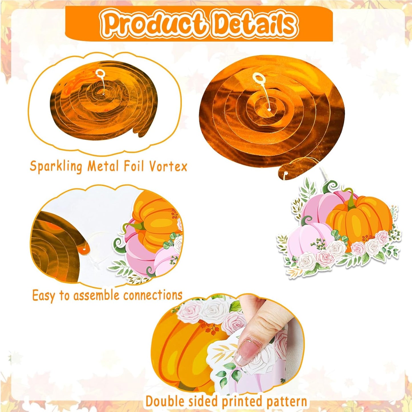 36pcs Thanksgiving Little Pumpkin Party Hanging Swirls Decor,Pink Girl Little Pumpkin Thankgiving Hanging Swirls, Fall Themed Maple Leaf Pumpkin Truck Ceiling Swirl for Birthday Decorations