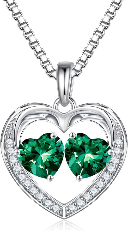 Iefil Birthstone Jewelry for Women - 925 Sterling Silver Birthstone Necklace, Anniversary Birthday Gifts for Women, Jewelry Gifts for Her Wife Mom Daughter