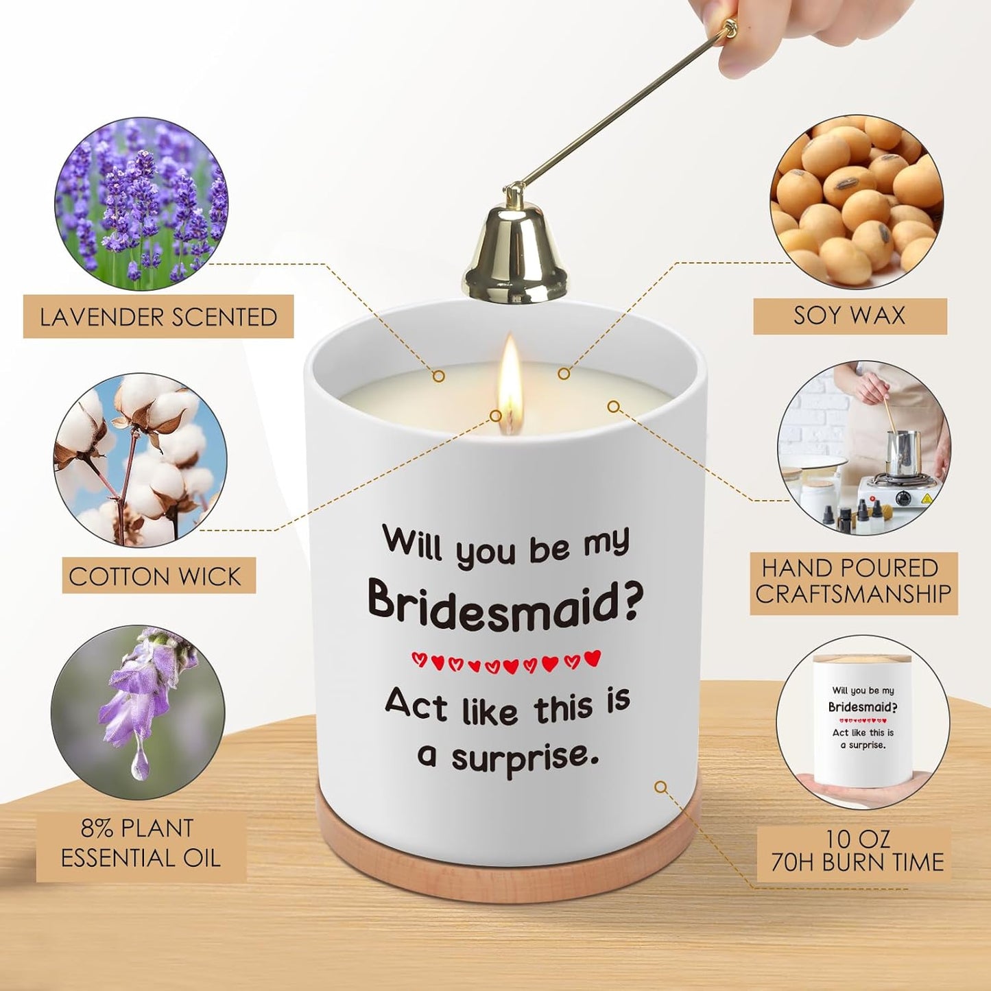 Bridesmaid Gifts from Bride, 10oz Bridesmaid Proposal Gifts for Wedding Bridal Party Bachelorette, Maid of Honor Gift from Bride, Funny Bridesmaid Candle for Valentine’s Day, Will You Be My Bridesmaid