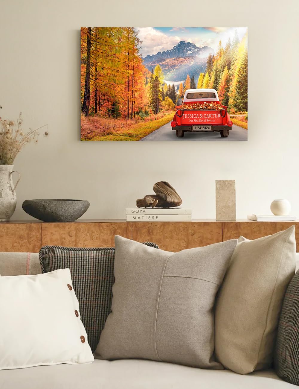 IPIC - Timeless Love Through the Seasons, Autumn, Personalized Canvas Wall Art with Names, Custom Gift for Couples, Romantic Anniversary or Wedding Present for Bedroom or Living Room Decor