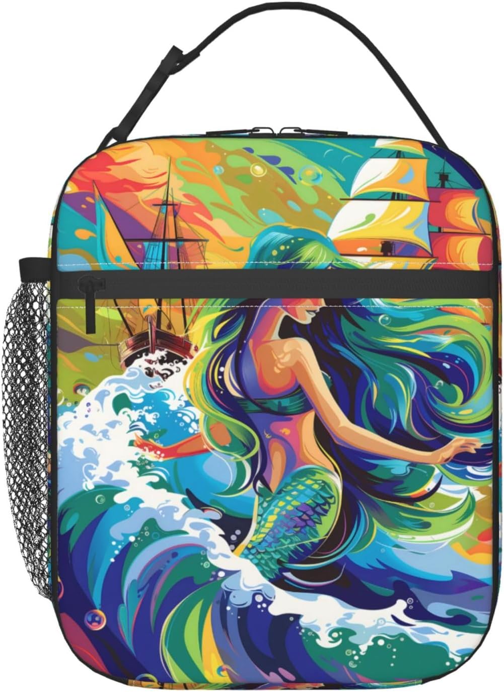 Insulated Lunch Box for Women Men, Cute Mermaid Theme Lunch Box Reusable Portable Lunch Bag Cooler Tote Waterproof Lunch Container for Office Picnic Work Travel