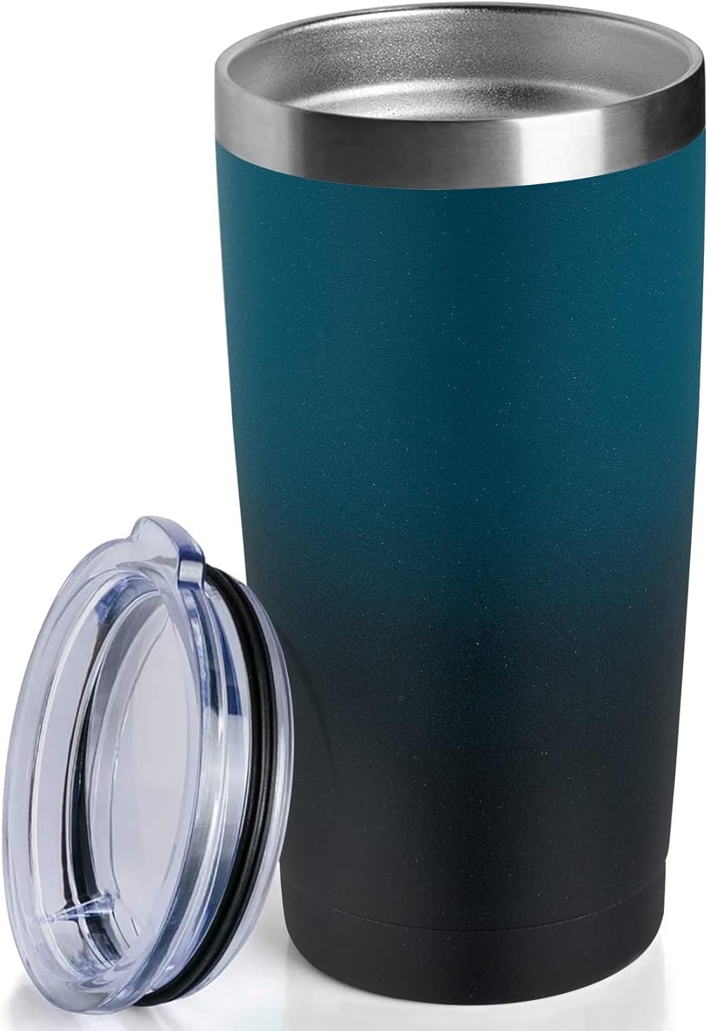 12 pack 20 OZ Double Wall Stainless Steel Vacuum Insulated Tumbler Coffee Travel Mug With Lid, Durable Powder Coated Insulated Coffee Cup for Cold & Hot Drinks (OmbreIndigo, 12pack)