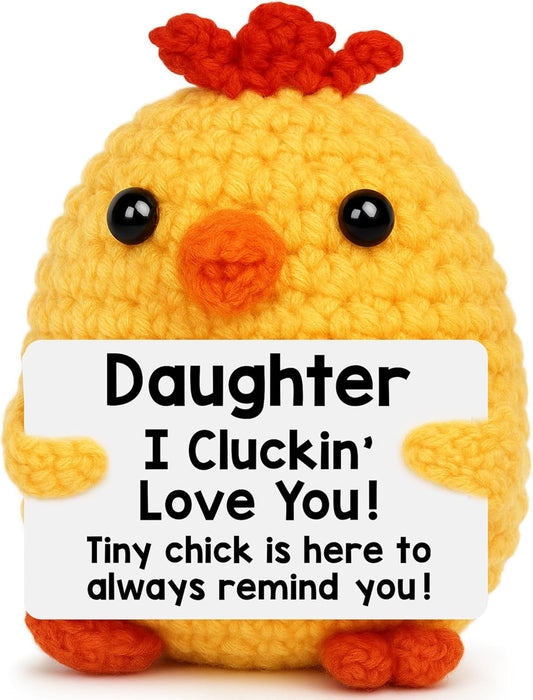 Daughter Gifts for Birthday from Mom Dad, Christmas Stocking Stuffers Gifts for Daughter, I Love You Daughter Present from Mother Father, Back to School Xmas Easter Funny Handmade Crochet Chicken