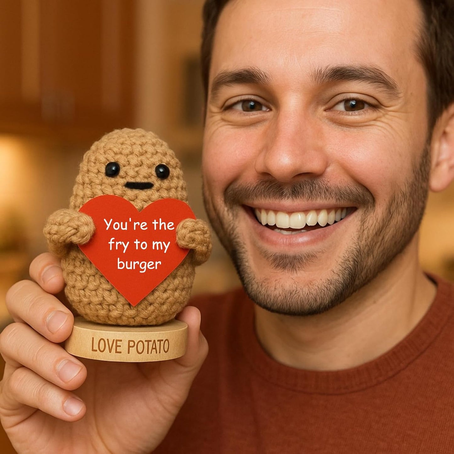 The Cutest Romantic Gift for Men - Potato Crochet Doll with 30 Signs - Couples Gifts for Him for Birthday, Anniversary, Engagement, Valentines Day, Christmas - Birthday Present for Husband Boyfriend