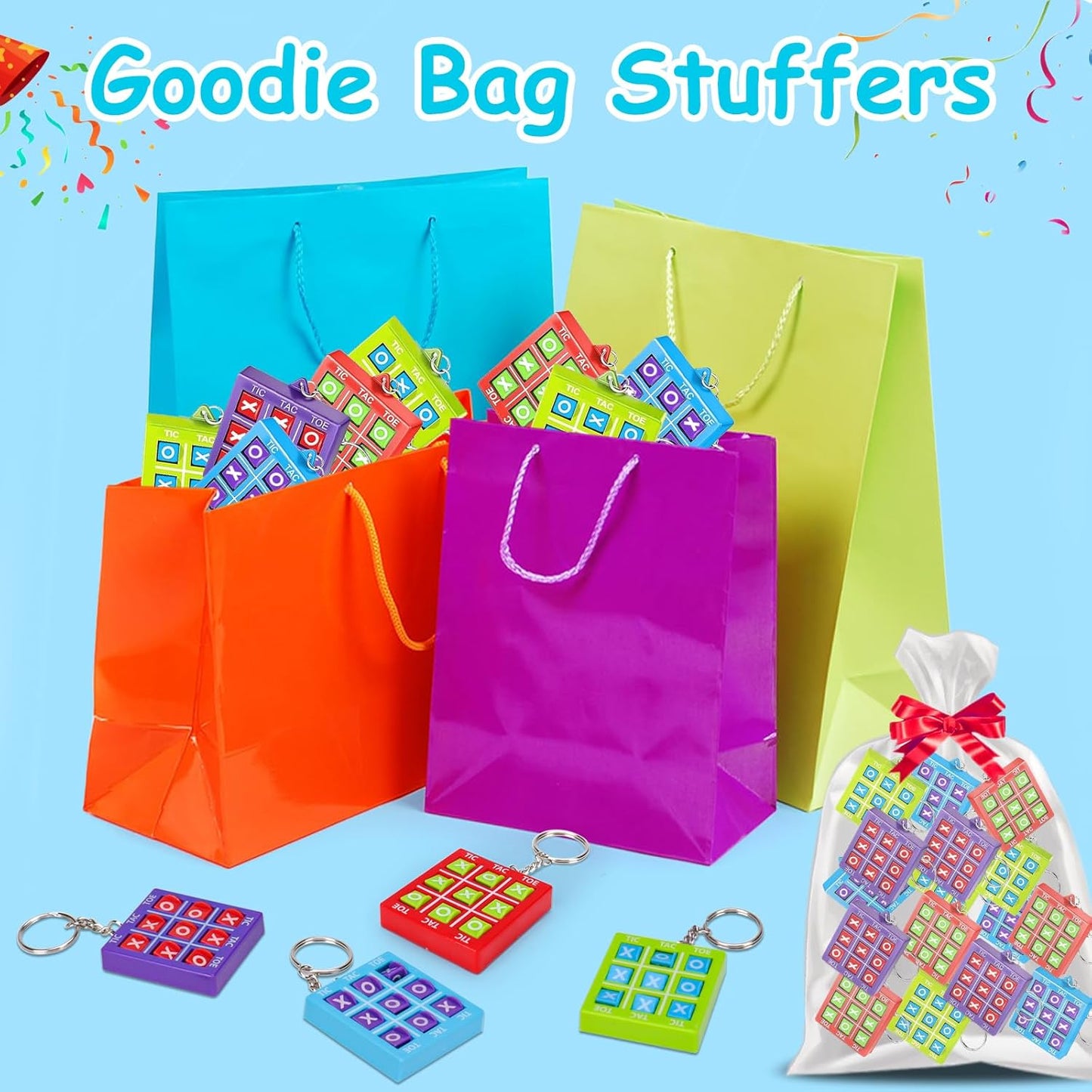 32 Pcs Tic Tac Toe Game Keychains Party Favor for Kids 4-8 8-12 Goodie Bags Stuffers Boys Girls Teen Birthday Return Gifts School Classroom Treasure Chest Carnival Prize Box Toys Pinata Fillers Bulk