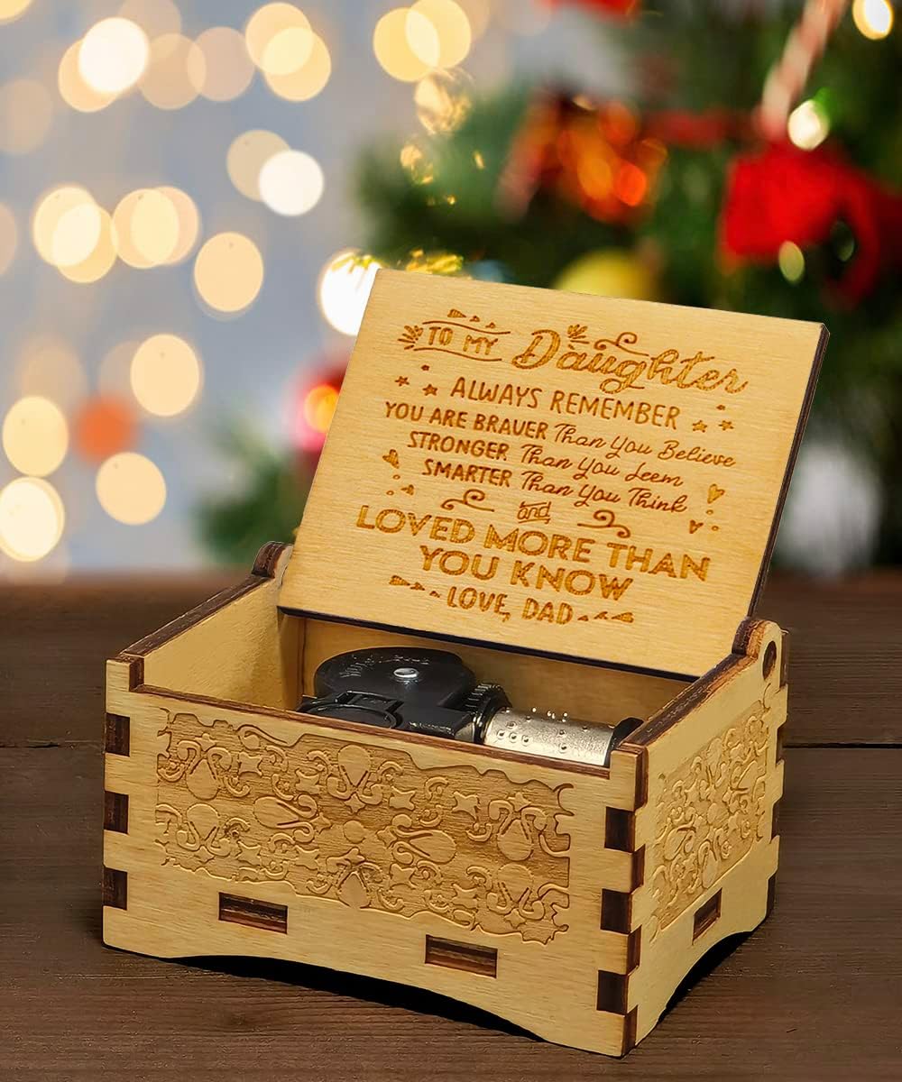 Daughter Gifts from Dad, Wooden Music Box, Dad to Daughter Gifts, Suitable for Birthday/Christmas/Keepsake