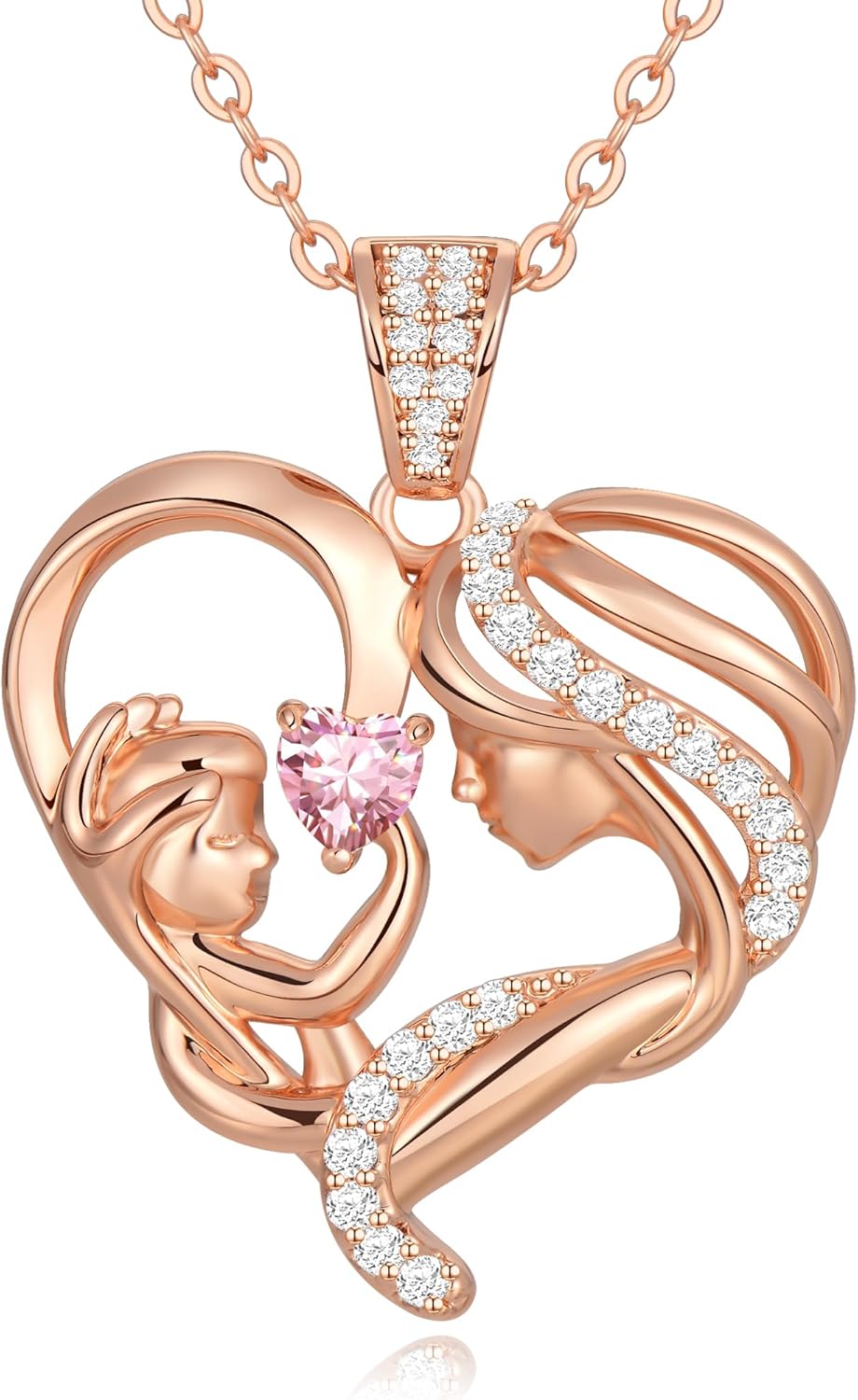 Mothers Day Gifts for Mom Wife Her Grandma, S925 Sterling Silver Birthstone Necklaces Jewelry for Women, Mother's Day Love Heart Pendant Necklace for Anniversary Birthday Christmas Day