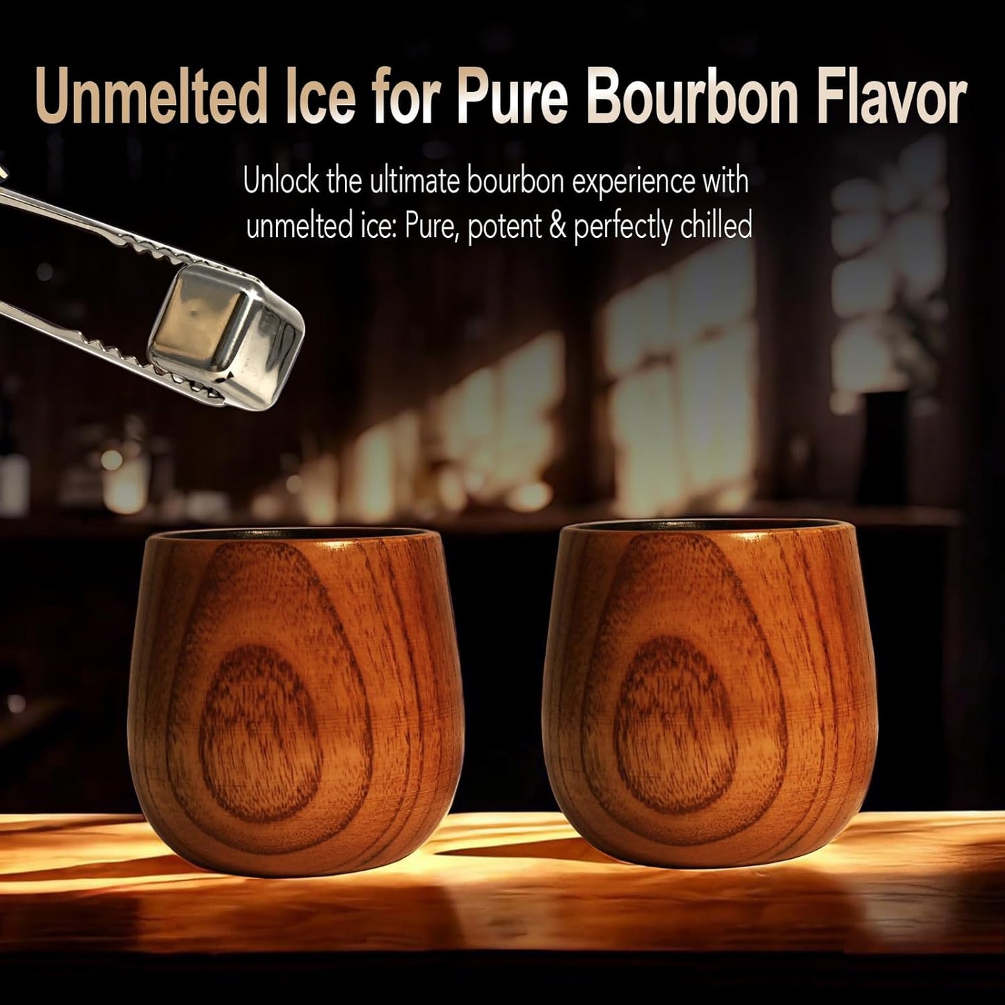 Charred Wooden Bourbon Drinking Glass, Bourbon Gifts for Men, Handcrafted Premium Whiskey Glasses for Dad, Great Whiskey Gifts for Men, Perfect Presents for Boyfriend Father Friends, Wine Tumbler