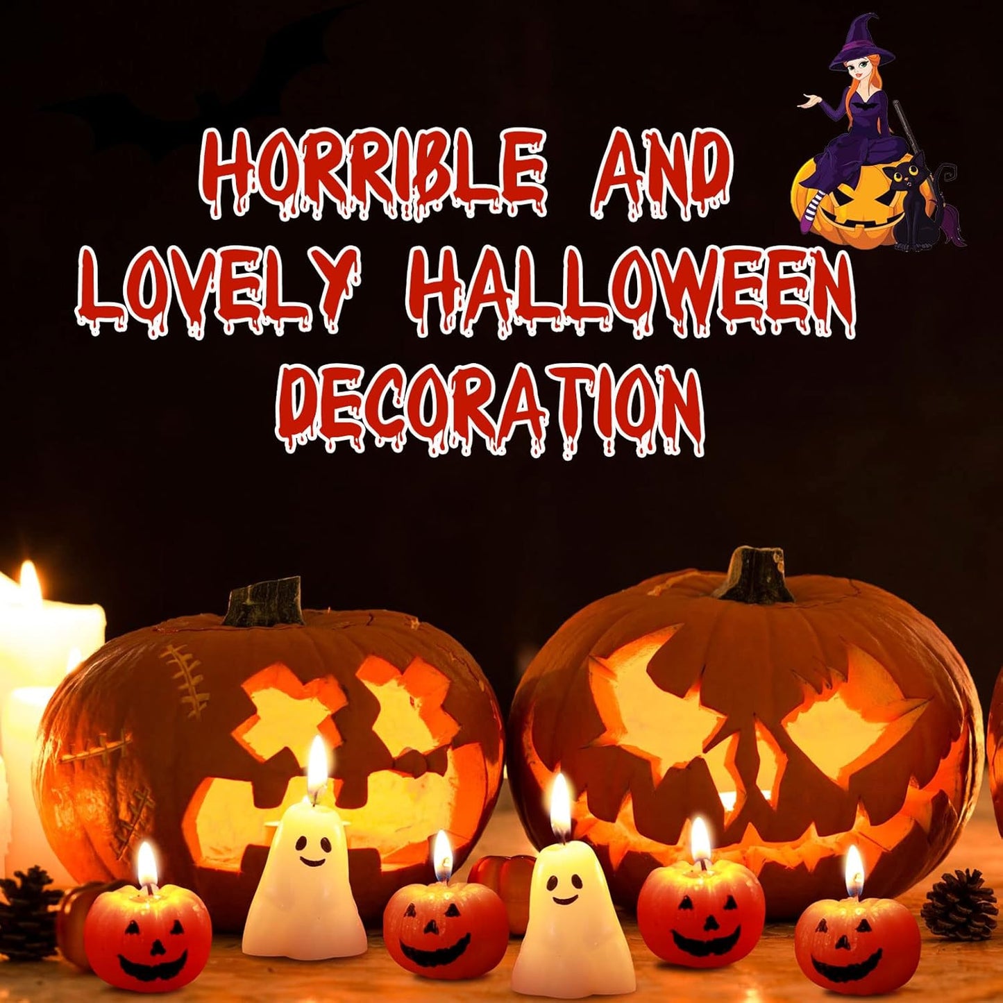 Nuanchu 12 Pcs Halloween Ghost Pumpkin Candle Fun Scented Thanksgiving Halloween Handmade Wax Fall Candles and Pumpkin Decor for Home(White, Orange,Ghost, Pumpkin)
