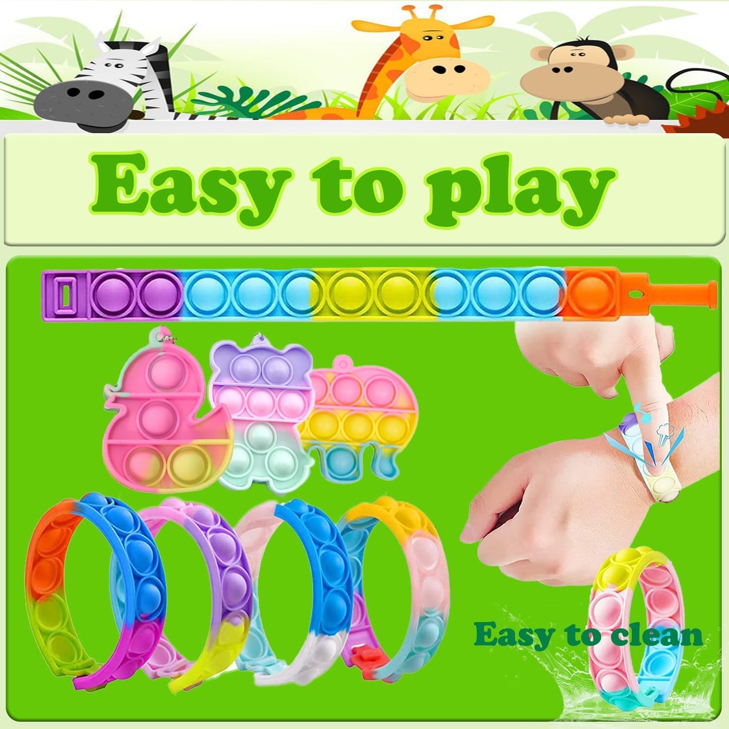 107 PCS Party Favors Toys, Treasure Box Toys for Classroom, Pop Fidget Toys Treasure Chest for Kids Prizes Classroom, Bulk Pinata Stuffers Goodie Bag Fillers for Kids 4-8