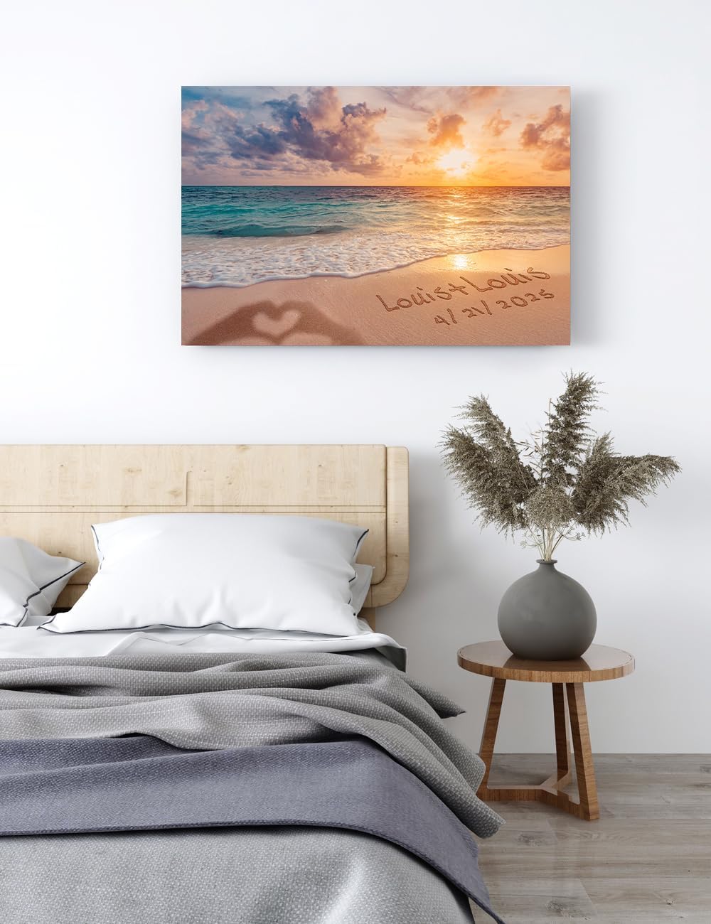 IPIC - "Forever Together Personalized Canvas Wall Art, Custom Beach Scene with Name and Date in Sand, A Personalized Gift for Couple, Wedding, or Anniversary, Coastal Home Decor, Ready to Hang
