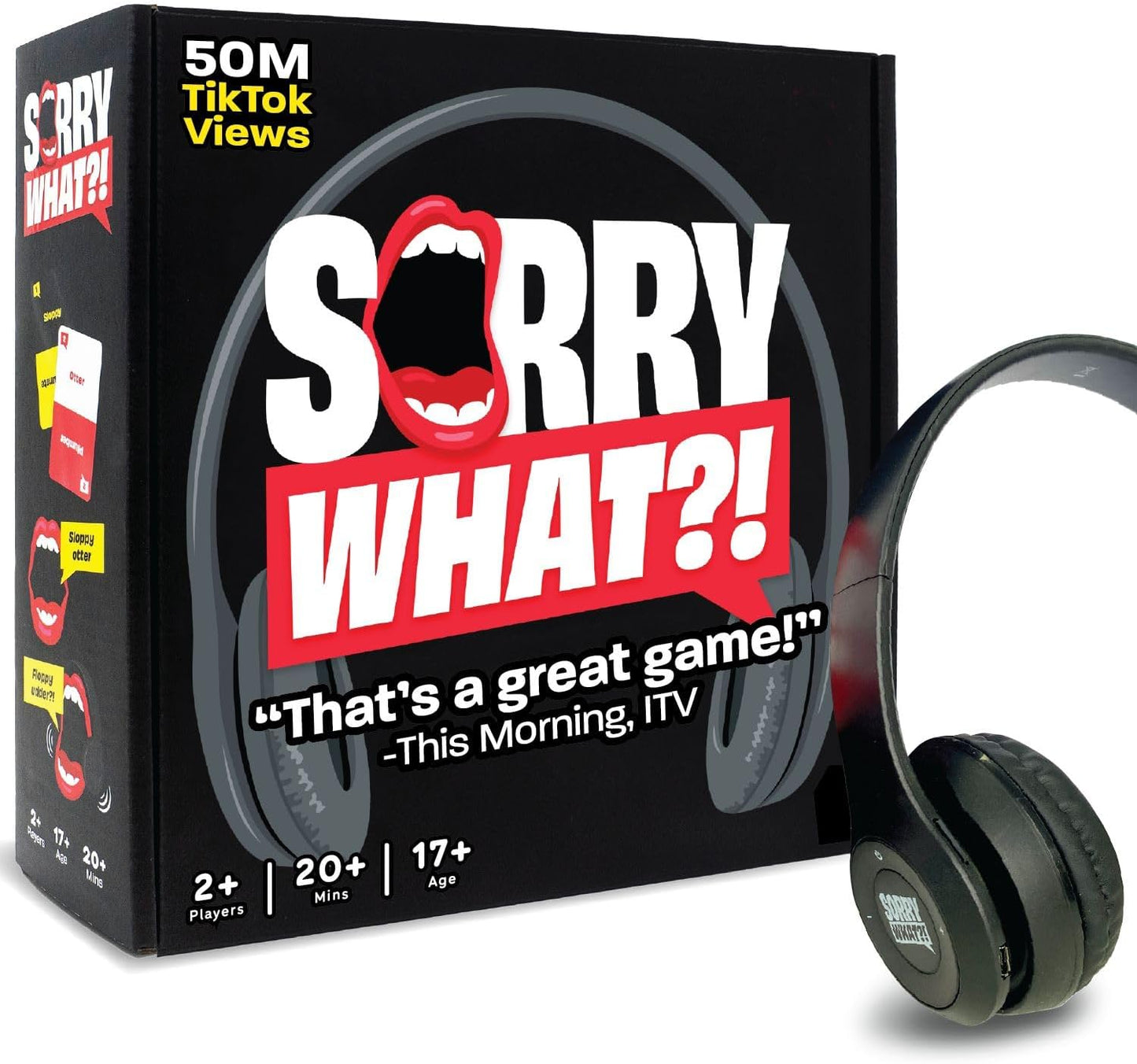 Sorry What Game - Uncensored Lip Reading Party Games for Adults - Based On The Headphone Challenge TikTok Trend - 2+ Players 40,000 Funny Phrase Combos - Card Games for Adults & Friends (Ages 17+)