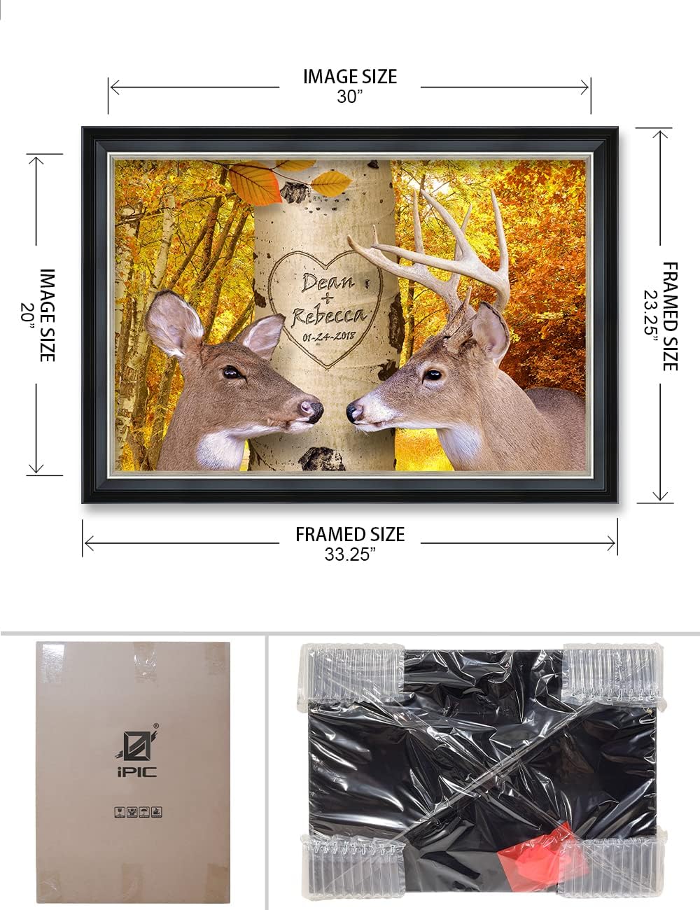 IPIC - Oh My Dear,Personalized Ideal Gift Custom Framed Wall Art with Names and Date, Giclee Prints with Solid Wood Frame, Unique and Memorable Present. Wall Art for Home Decor.