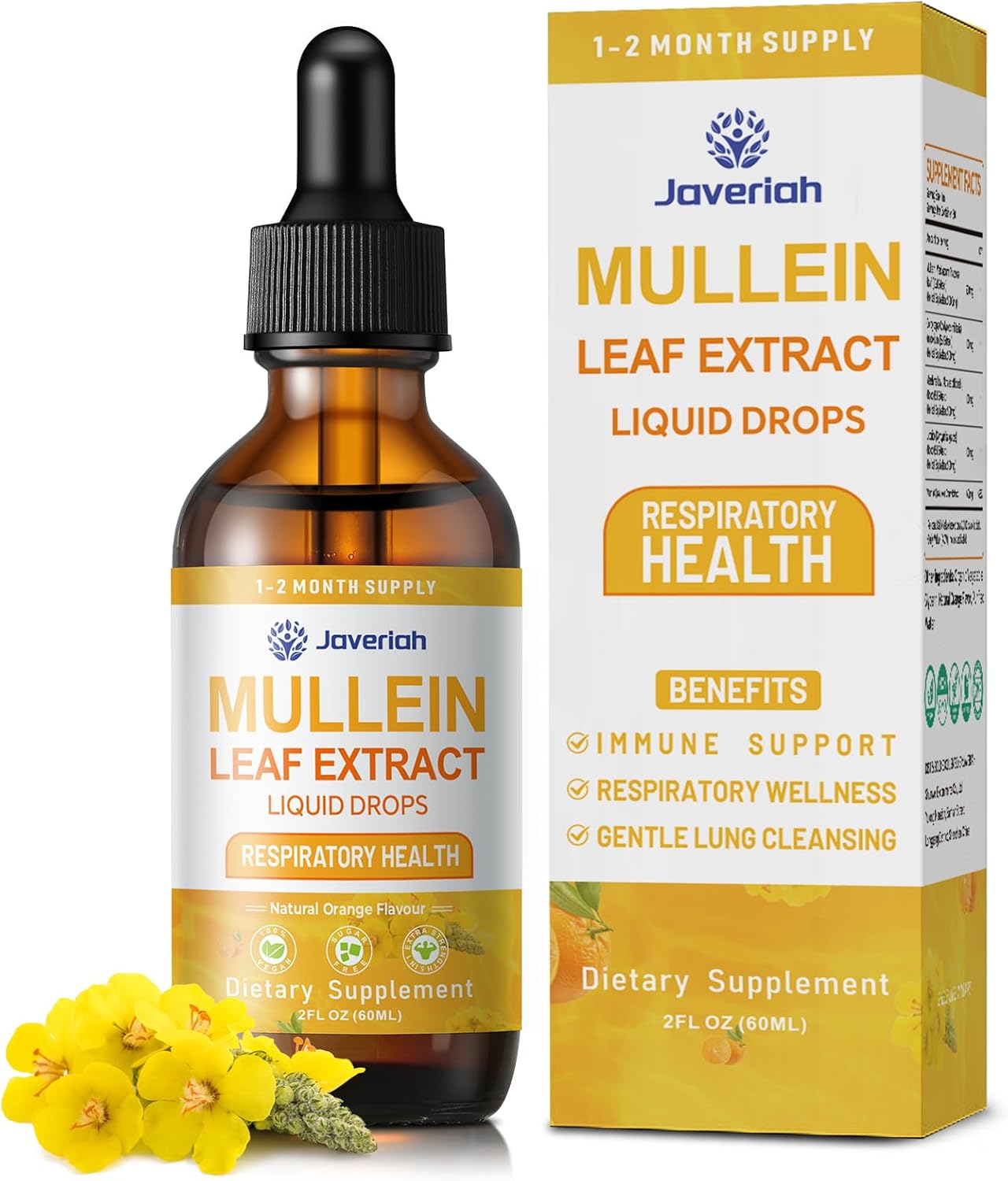 Mullein Drops for lungs Cleanse - Cordyceps, marshmallow root & Licorice Root Extract, Respiratory Herbal Supplement with Mullein Leaf extract for Immune Support & Bronchial Cleanse, 4 Fl Oz 2 Pack