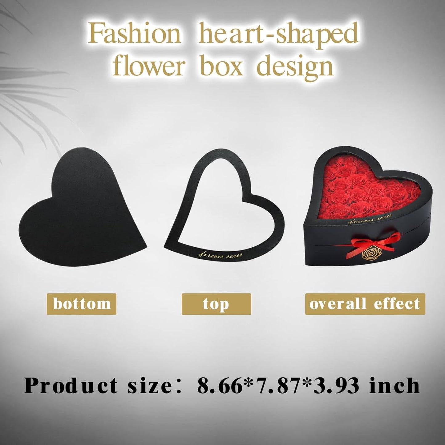 27 Eternal Flowers in Heart Shaped Box - Eternal Rose Romantic Gifts for Her, Valentine’s Day, Anniversary, Wedding (Red)