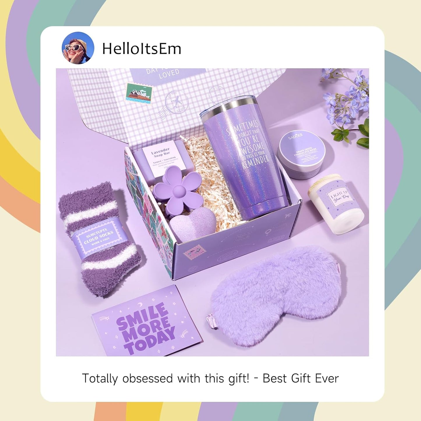 Gift Baskets for Women, 9pcs Unique Happy Birthday Gifts for Women, Best Mothers Day Christmas Gifts Get Well Soon Basket Appreciation Ideas Box w/ Tumbler Her Mom Sister Friend Friendship Teacher