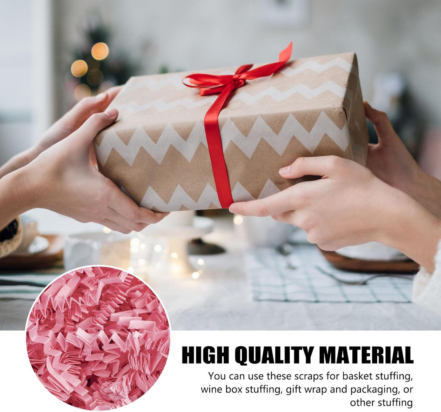 ZEBMOON 2 LB Pink Crinkle Cut Paper Shred Filler Great for Gift Wrapping, Basket Filling, Birthday, Wedding, Halloween, Thanksgiving, Christmas Day, New Year Party Decorations Filling Supplies