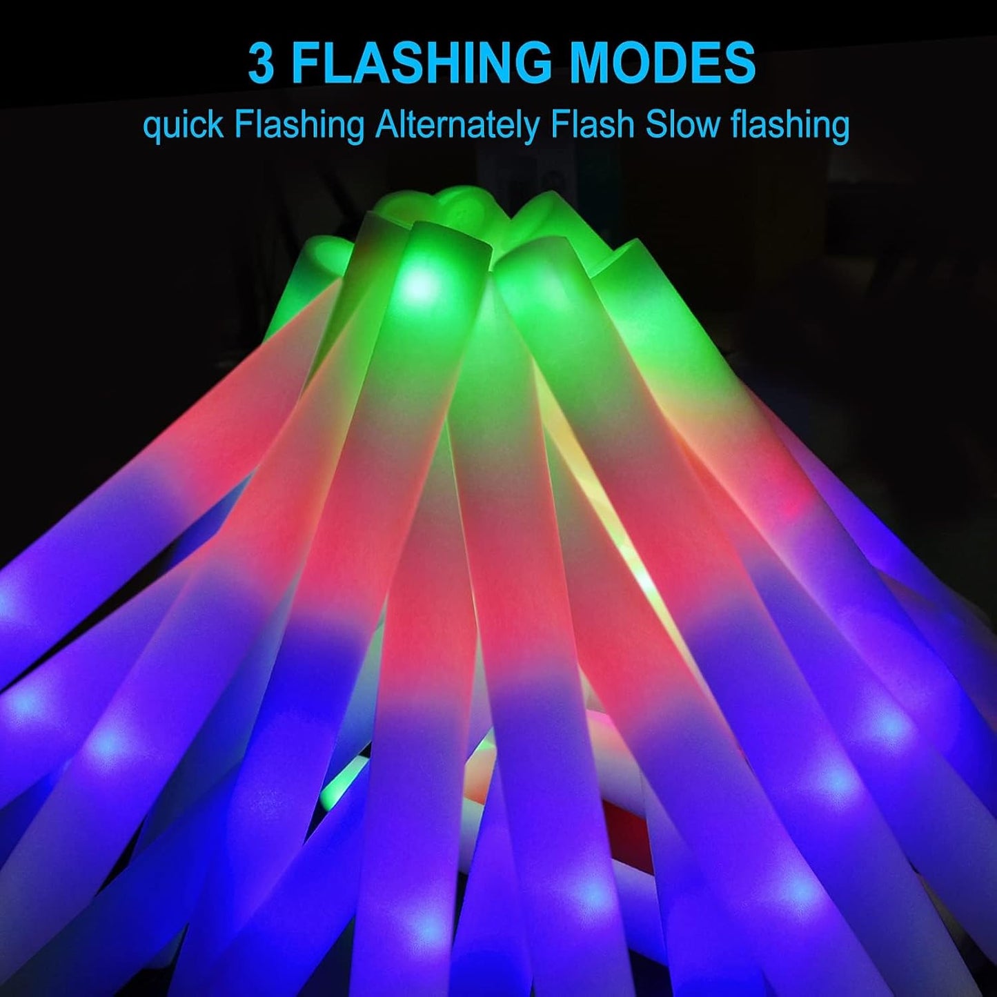 30 Pieces Led Foam Sticks - Flashing Glow Sticks Party Supplies Light Up Baton Wands for Kids, Raves, Birthday, Wedding, Christmas, Halloween, Children Toy