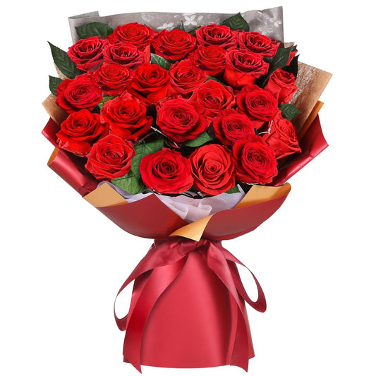 ADDWel 24 Preserved Real Red Rose Bouquet Long-Lasting Flowers for Her and Romantic Gifts for Wife Girlfriend, Two Dozens Forever Fresh Roses for Delivery Prime
