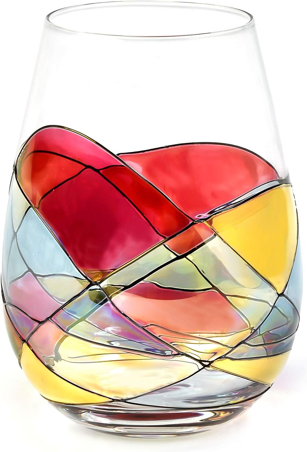 Stemless Wine Glasses – Hand‑Painted Set of 1 Unique Wine Gift for Wedding, Anniversary, Housewarming & Christmas • Sagrada Familia Style • Ideal for Women & Men