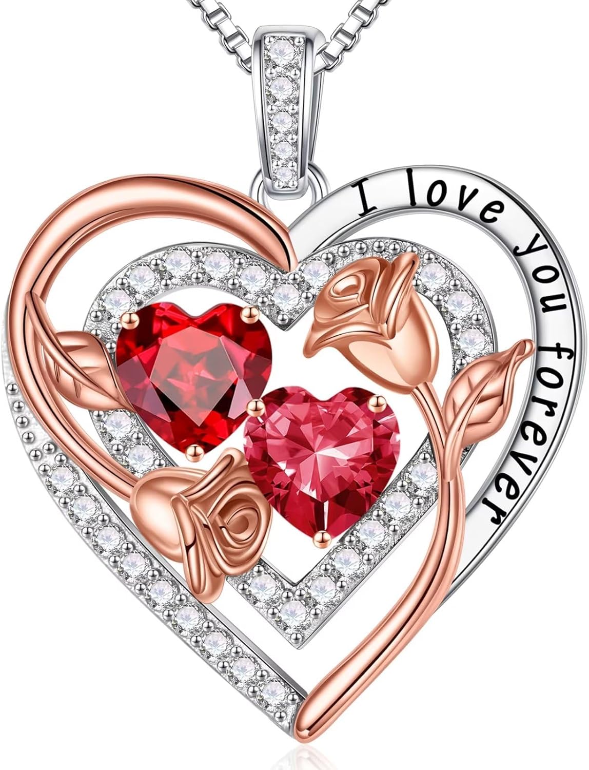 Iefil Birthstone Necklace for Women - Sterling Silver Birthstone Necklace Anniversary Birthday Gifts for Her Wife Mom Daughter