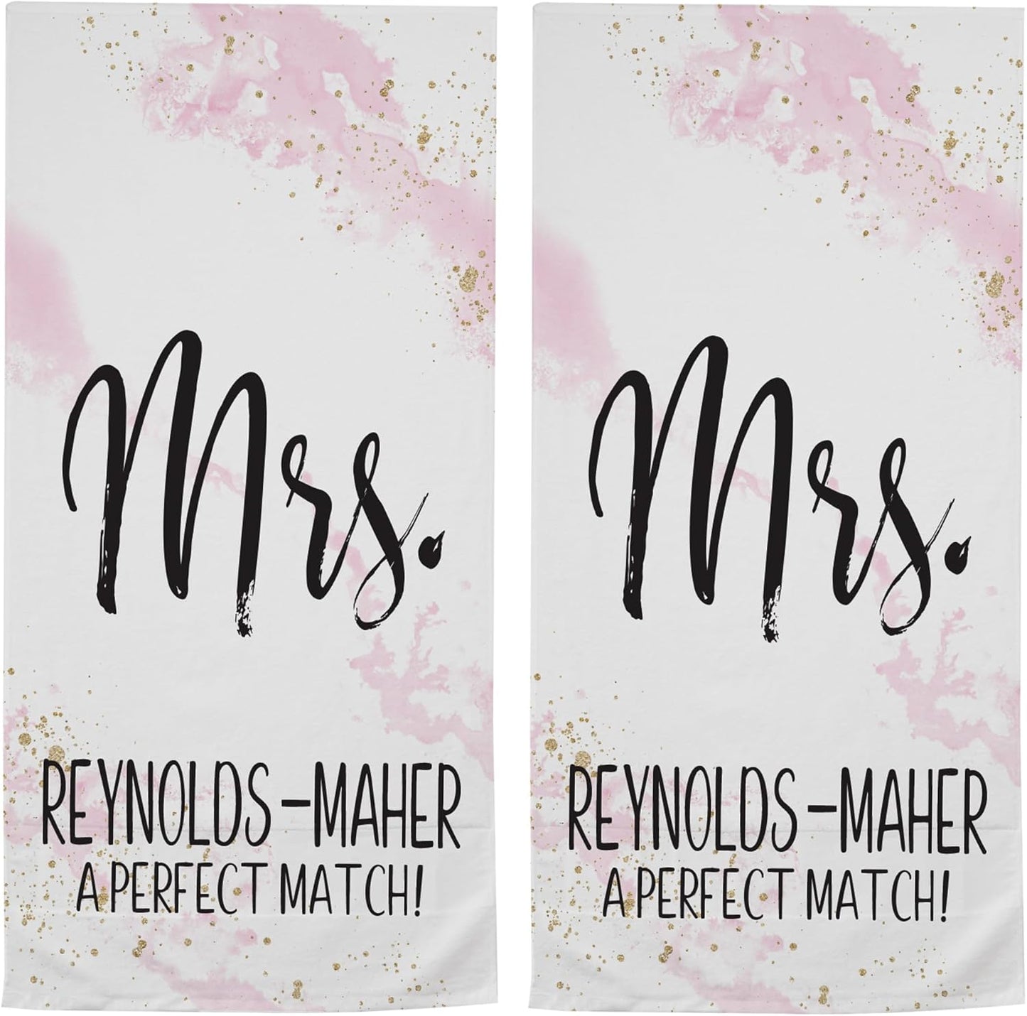 Let's Make Memories Personalized Beach Towel Set of 2 - Just Married - for Couples - Newlyweds - Honeymoon - Destination Wedding - Custom Message - Mr. - Mrs. - Oversized - Pink