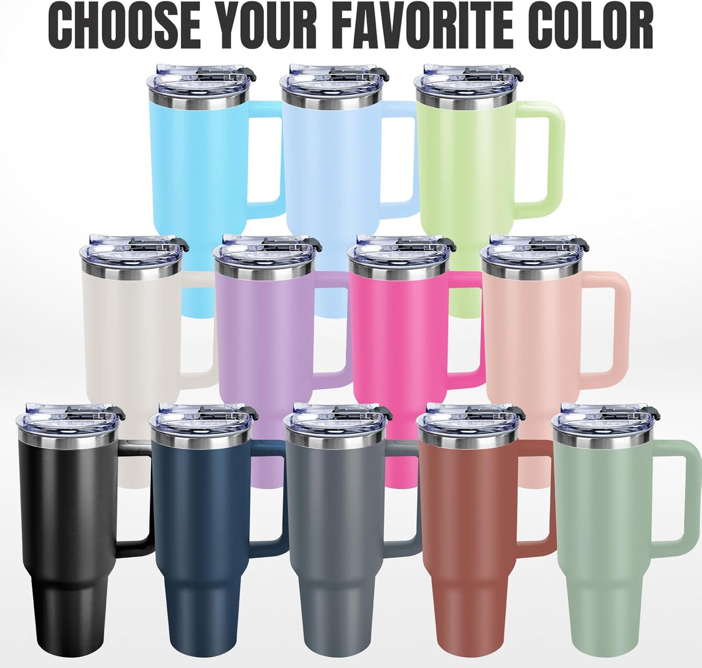 Personalized 40 Oz Tumbler with Handle Custom Tumbler with Name & Birth Flower Month, Stainless Steel Travel Coffee Mug Cup, Birthday Gifts Personalized Gifts for Women Men