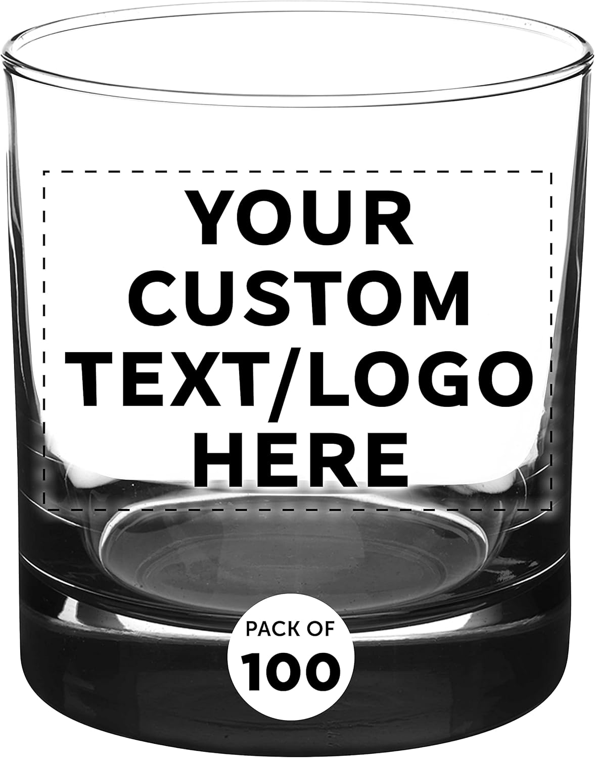 Custom Whiskey Glasses by Libbey 10 oz. Set of 100, Personalized Bulk Pack - Heavy Base Old Fashioned Glass, Perfect for Scotch, Bourbon, Whiskey, Cocktail - Black