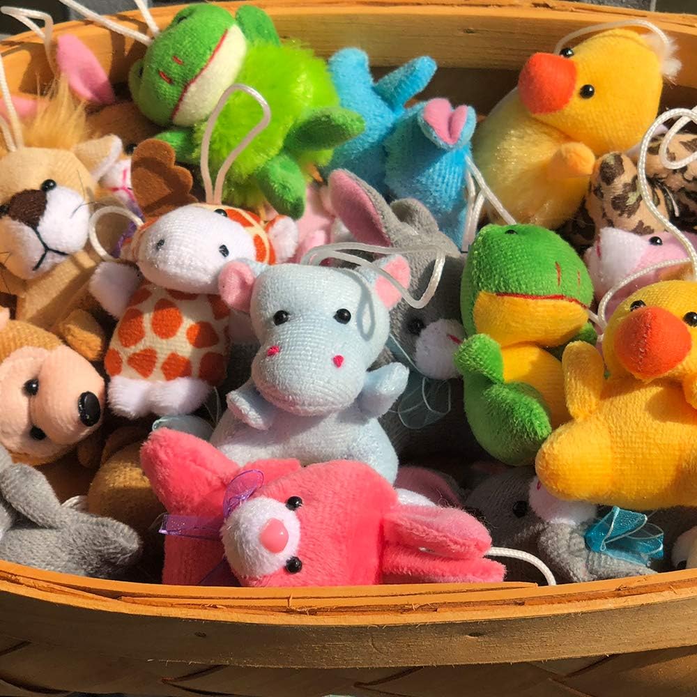 48 Pieces Mini Plush Animals Toys Set, Small Stuffed Animal Keychain Set for Valentine Gift,Easter Egg Filter,Carnival Prizes, Classroom Rewards, Goody Bags Filler,Party Favors