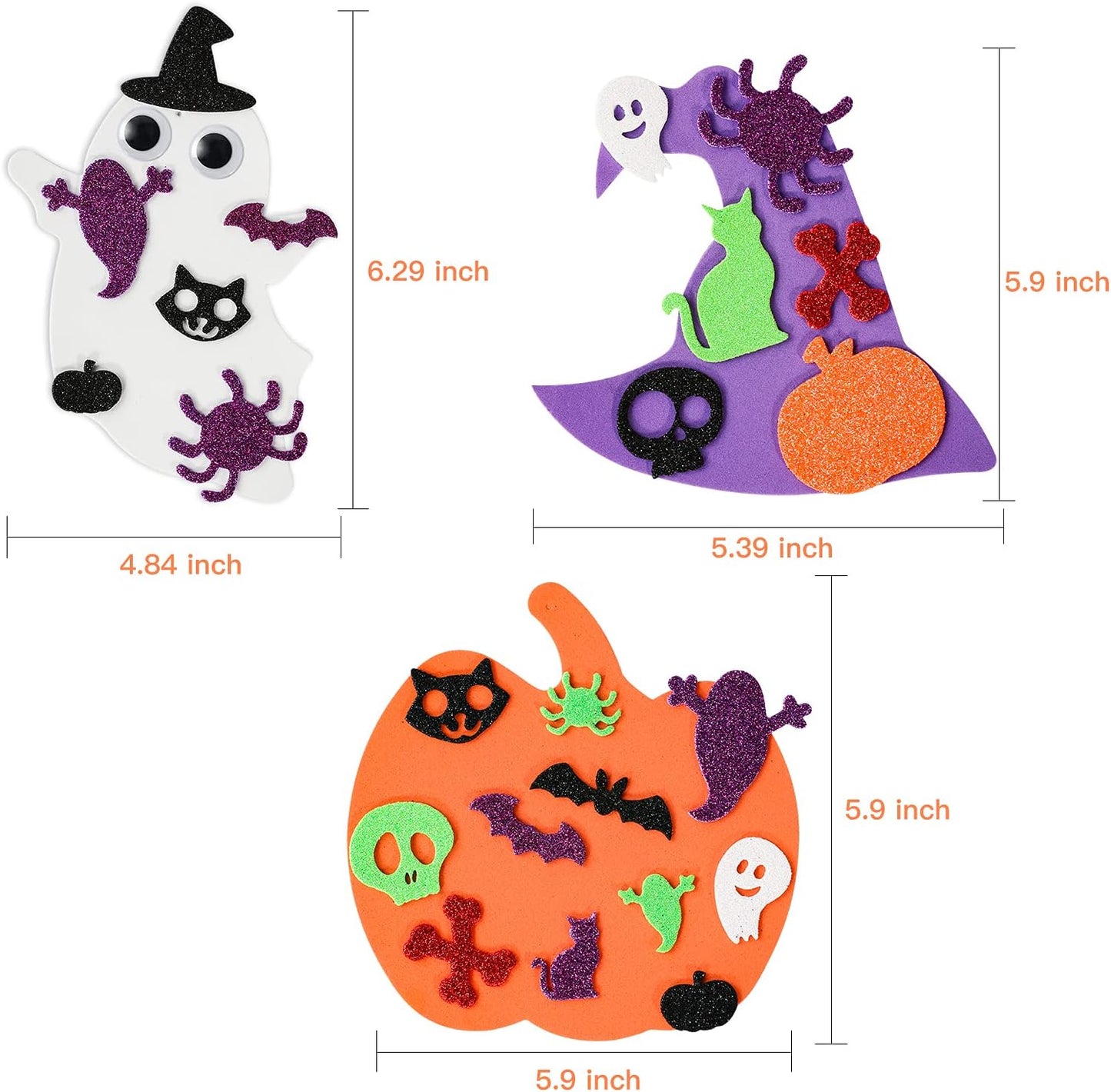 Max Fun 302PCS Halloween Crafts for Kids - Foam Pumpkins, Stickers, Ghost & Witch Hat Decorations for Kids Party Favors & Activities