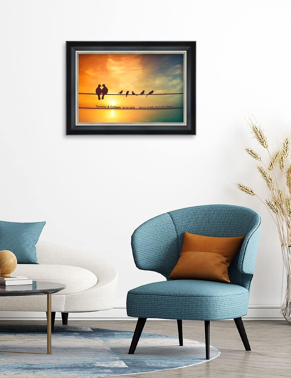 IPIC - We are Family Personalized Framed Wall Art with Names and Date on, Giclee Prints with Solid Wood Frame, Customized Gift and Memorial Gifts for Wedding Anniversary.