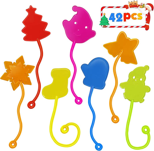 Christmas Sticky Hands Bulk 42PCS Christmas Party Favors for Kids Stocking Stuffers for Kids Stretchy Sticky Hand Toy Goodie Bag Stuffers Fillers Toys Classroom Prizes Carnival Birthday Party Supplies