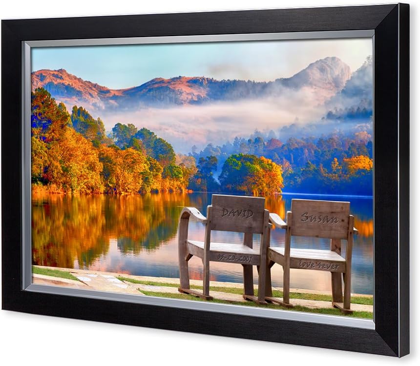 IPIC - Grow Old Together, Personalized Artwork with Names and Date on, Customized Gift for Anniversary,Wedding,Birthday and Holidays. Picture size: 30x20, Framed Size: 33x23