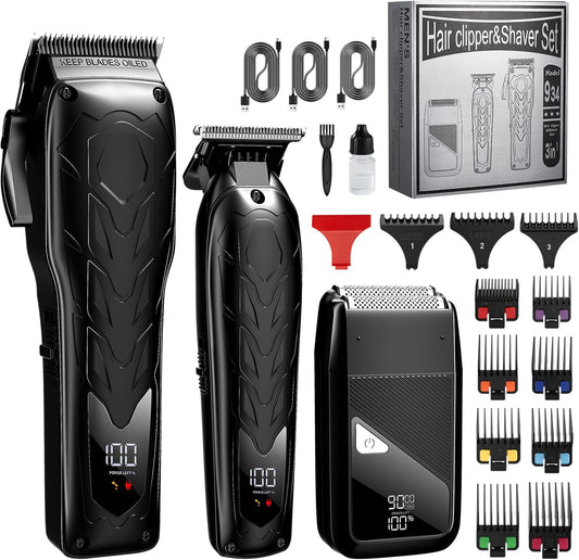 Lanumi Professional 3 in 1 Hair Clipper and Trimmer Set Men Electric Razor Shavers Beard Trimmer Rechargeable Barber Clippers Haircut Kit Gifts for Him,for Barbers