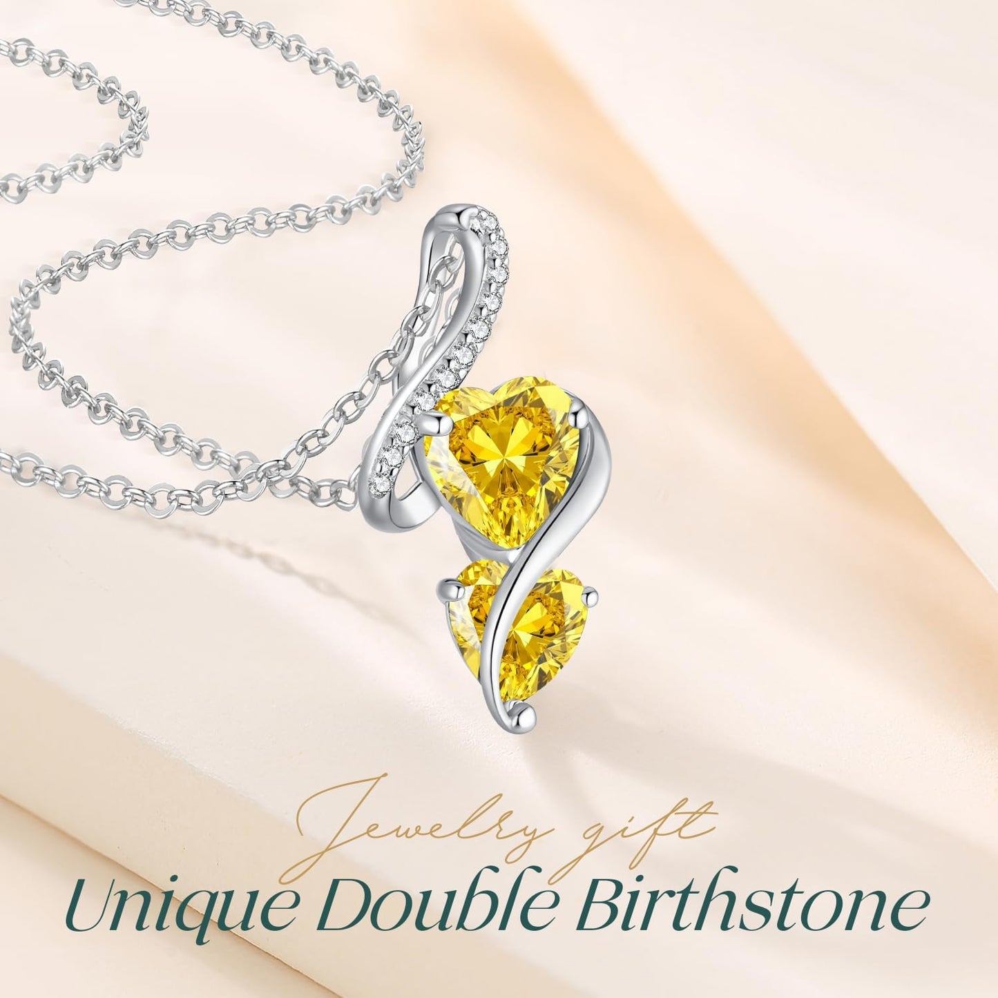 LOUISA SECRET Unique Double Heart Necklace Gifts for Wife Women, 925 Sterling Silver Tiny Birthstone Pendant Jewelry Gift for Her Girlfriend Mom Valentine's Day Anniversary Mother's Day Birthdays & Christmas