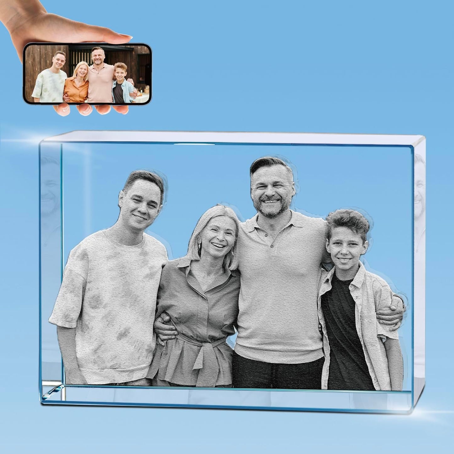 HAN'S LASER 3D Crystal Photo, Personalized Gift with Your Own Photo, Unique Thanksgiving, Christmas and New Year's Gift, Memorial Present-Large Landscape