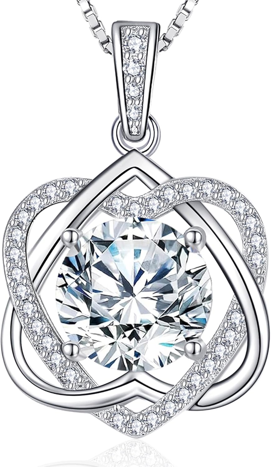 InfinityLove Heart Pendant Necklaces for Women, 2-5 Carat Moissanite Heart Necklace, Anniversary Birthday Christmas Valentine Engagements Mothers Day Jewelry for Wife Her Girlfriend Mom Daughter