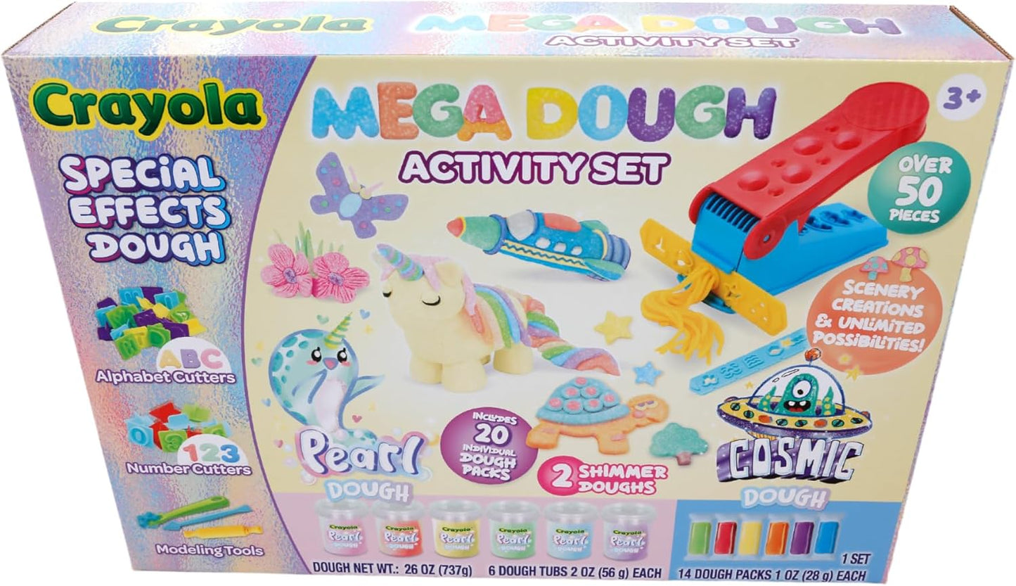 Crayola Mega Activity Set - Pearl & Cosmic | 50 Total Pieces - 20 Dough Packs, 30 Kids Play Tools | Alphabet, Letters, and Shapes | Fun Preschool Learning Activities and Gifts for Kids.