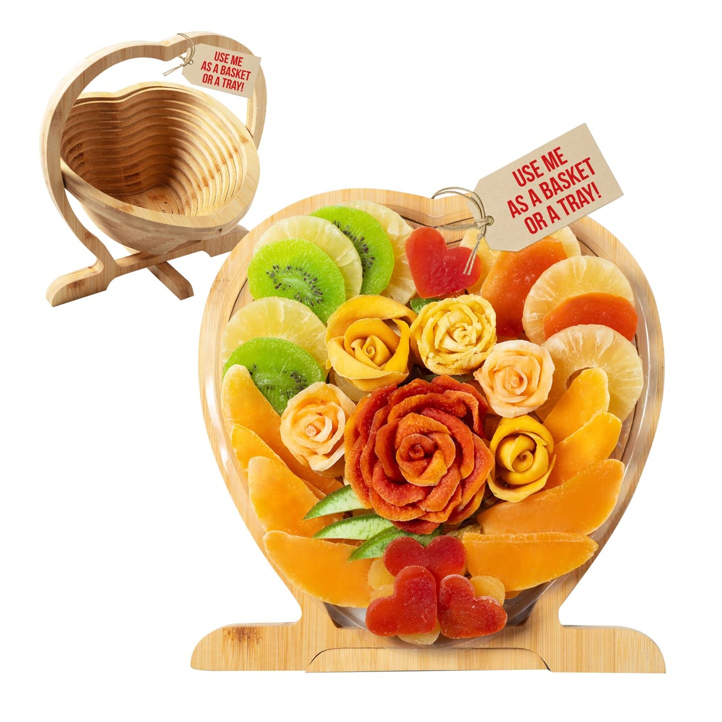 Mothers Day Gift Basket- Dried Fruit Heart Food Tray- Healthy Gourmet Snack Box- Variety Snacks - Love, Sympathy, Mom, Mother, Grandmother- Bonnie & Pop