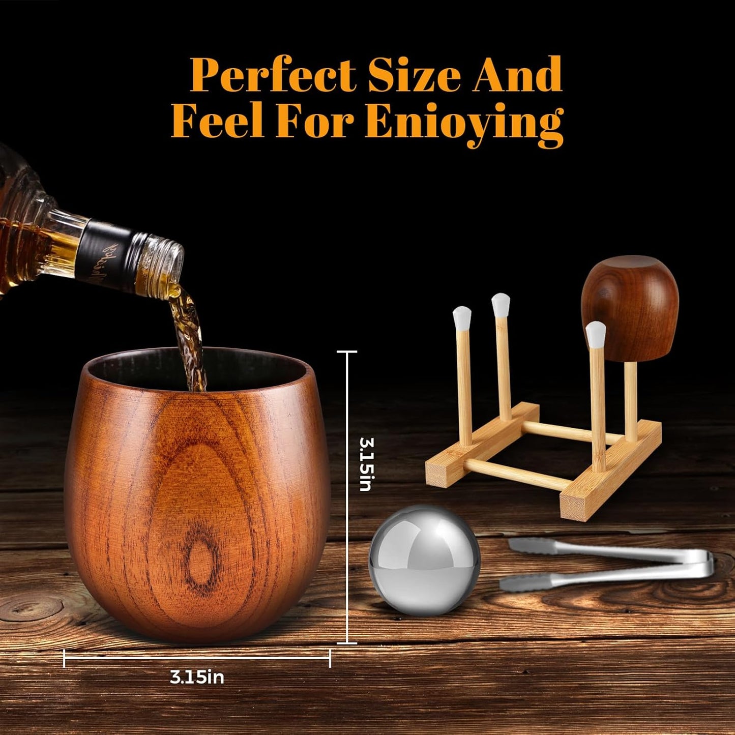 Charred Wooden Bourbon Drinking Glass, Smoky Wood Whiskey Glasses, Bourbon Gifts for Men, Anniversary Birthday Gifts(1 Pack)