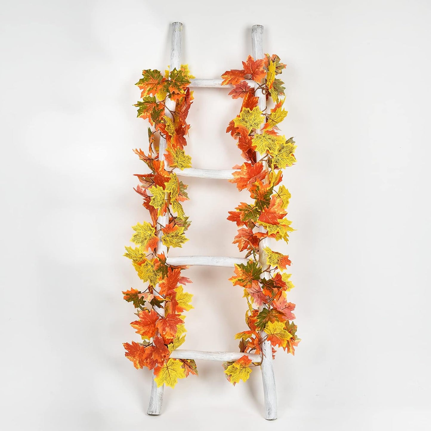 2 Pack Fall Maple Leaf Clearance, Hanging Vine Artificial Autumn Foliage Thanksgiving Decor for Home Wedding Fireplace Party Christmas (Orange)