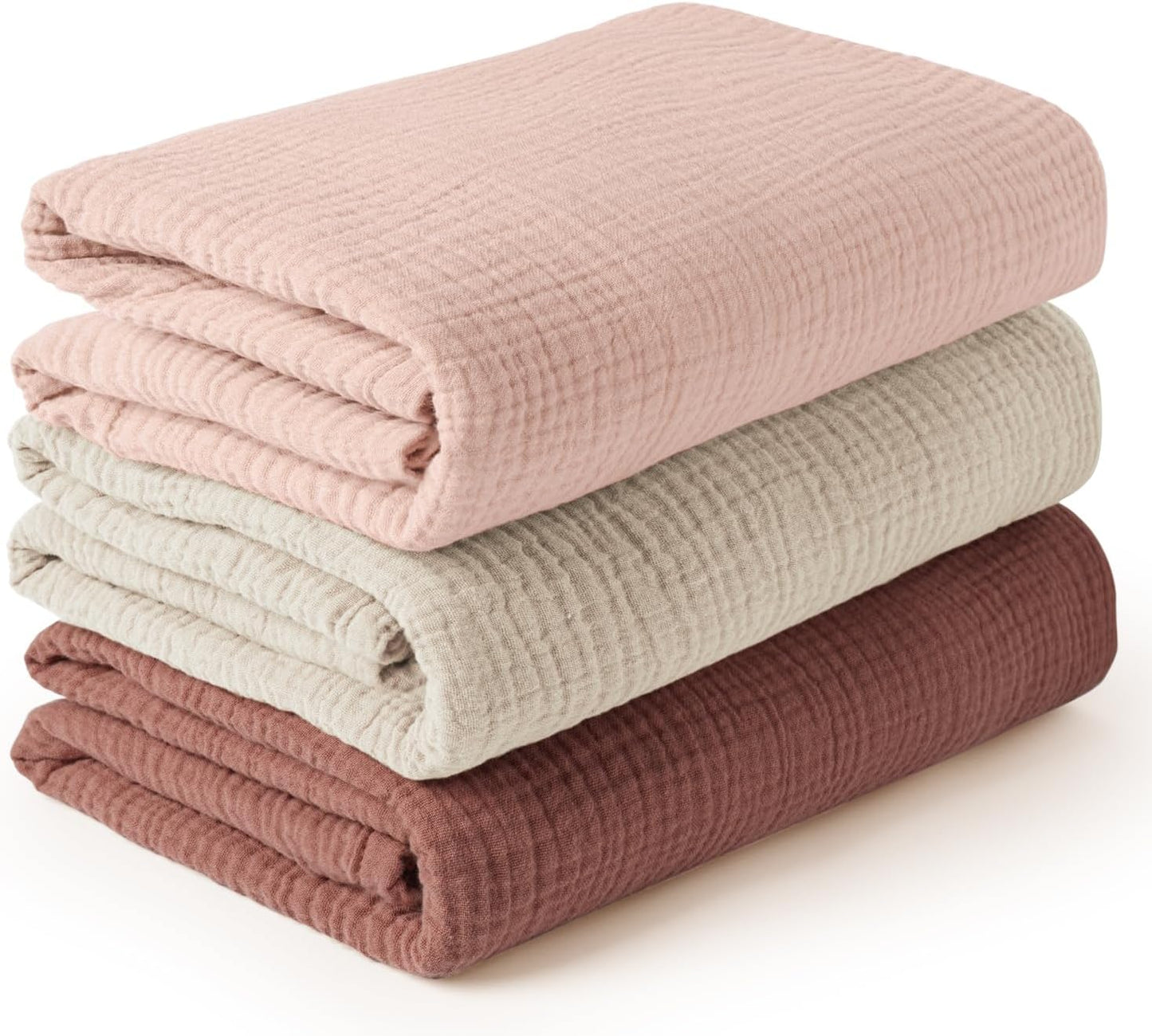 Konssy 3 Pack Muslin Swaddle Blankets for Unisex, Newborn Receiving Blanket, Large 47 x 47 inches, Soft Breathable Muslin Baby Swaddles for Boys & Girls