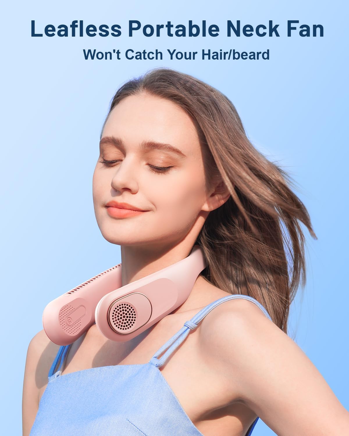 SWEETFULL Portable Neck Fan 360° Cooling Bladeless Personal Fan | No Hair Twisting - 4000mAh USB Rechargeable Wearable Fan for Travel, Birthday Gifts for Men, Women, Mom, and Dad