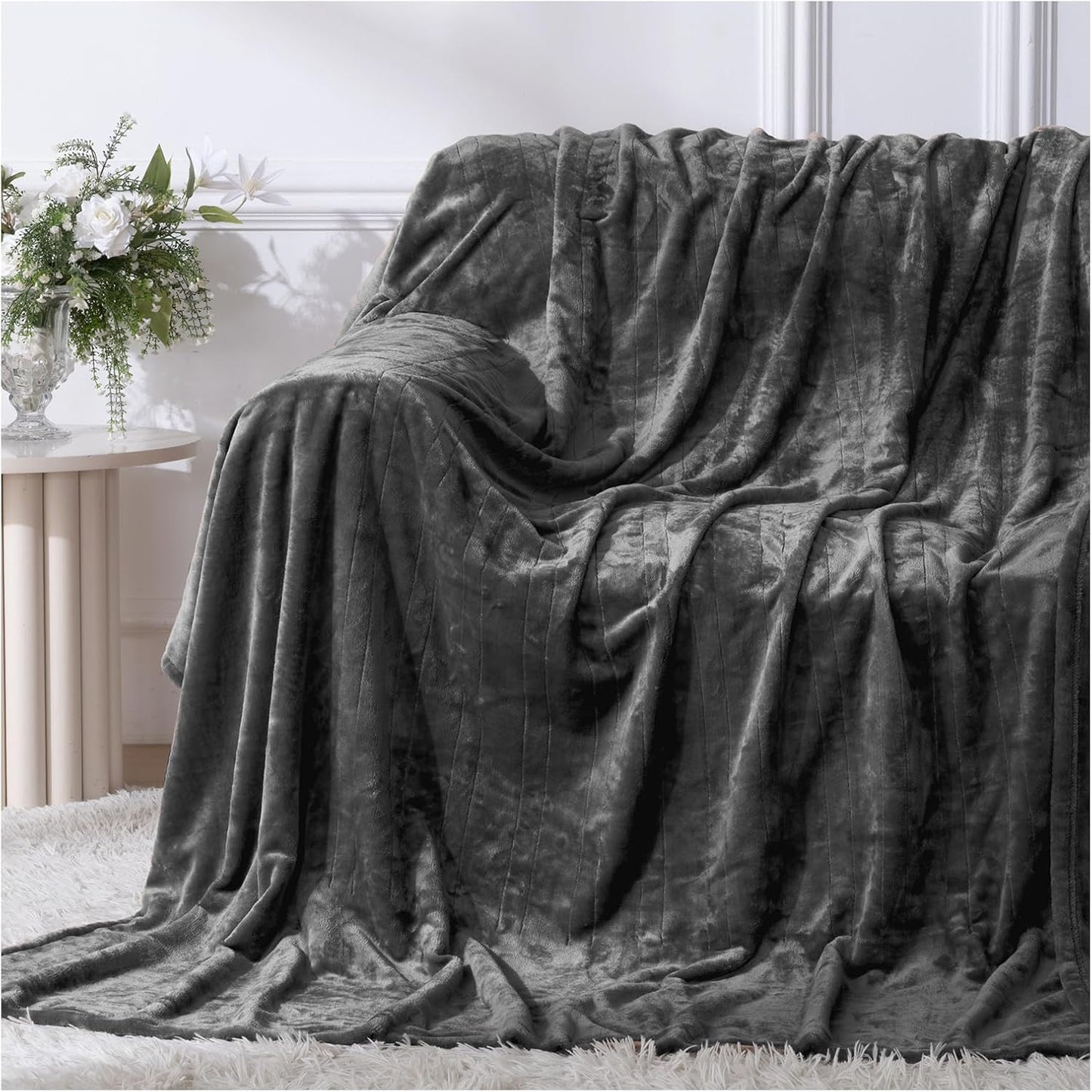 Heated Blanket Electric Blanket Full Size 72''x84'', Double-Layer Flannel Heating Blanket with 10 Hour Auto Off & 8 Heat Settings, Heated Throw Blanket for Full Body, Bed, Machine Washable, Dark Grey