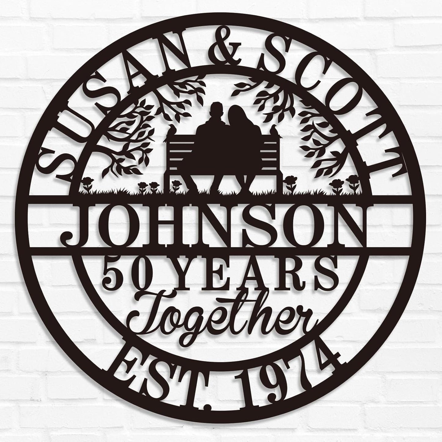 Personalized Christmas Gifts 2025, Custom 50th/40th/60th/70th/30th/1-99 Years Wedding Anniversary Sign Gifts for Couples Parents, Custom Metal Monogram Sign Personalized Family Name Signs