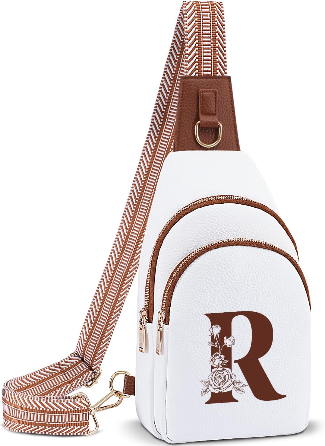 Crossbody Bag for Women Leather Sling Bags with Initial Letter Fanny Pack Chest Bag for Travel, Gift for Mom Wife