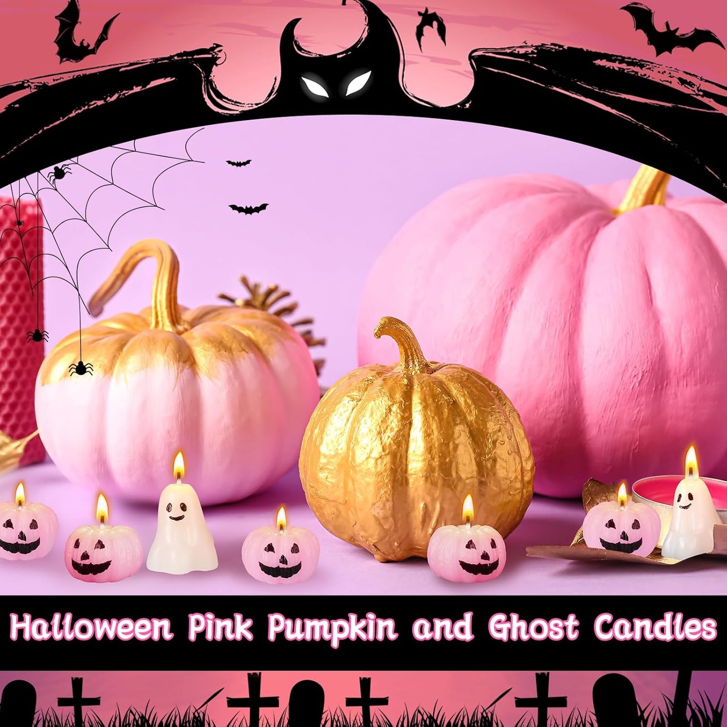 Nuanchu 12 Pcs Halloween Ghost Pumpkin Scented Candles - Thanksgiving & Fall Candles in White, Pink, Ghost